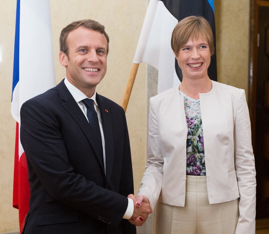 Le Président Macron avec son homologue estonienne lors de sa visite à Tallinn les 28 et 29 septembre 2017 - JPEG